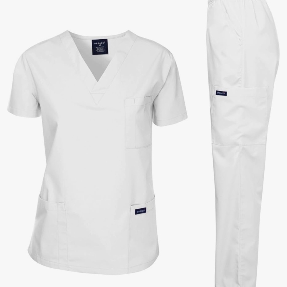 Dagacci Medical Uniform White Scrub Set NEW